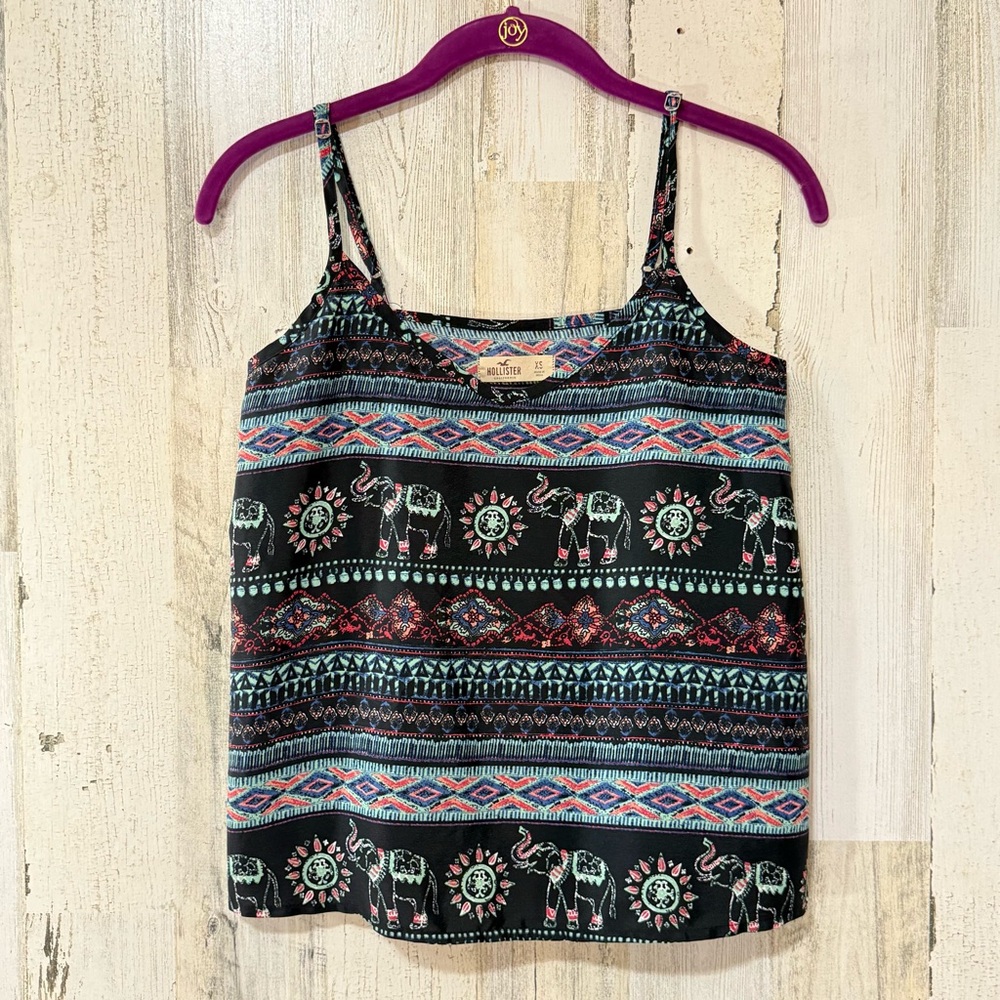 Hollister Elephant & Tribal Print Spaghetti Strap Tank Lightweight